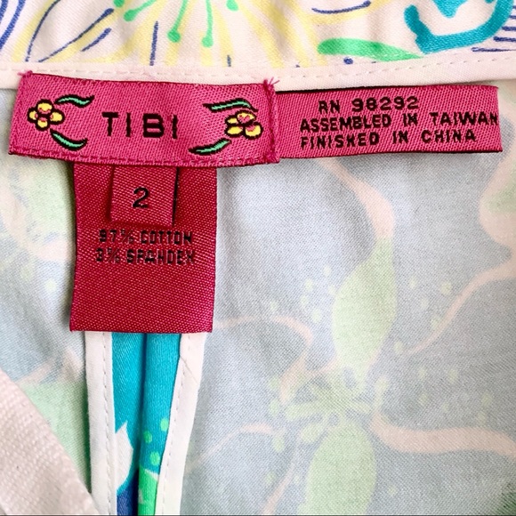 Tibi Multicolor Cotton Floral Shorts Side Zip 2 - Picture 5 of 5